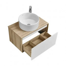 Либерти 70/1 Тумба Дуб Эльвезия/Белый глянец (Адриана 70,MILA 400,MILA 350*350, Одри 420x620 Soft,Лола60)