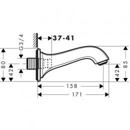 13425000 Metropol Classic Излив на ванну, хром
