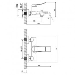 ABILITY Смеситель для ванны и душа с полным душевым набором, хром