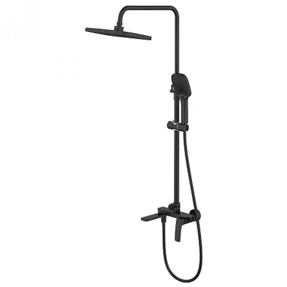 Conda Душевая система с квадратным тропическим душем, черный матовый