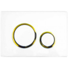 Панель смыва, белая + кольца золото, круглая, AZARIO