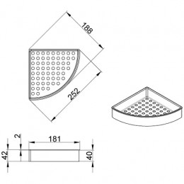 AZ-833 Полка угловая одноэтажная, матовый хром