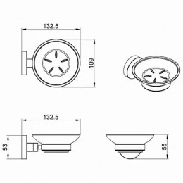 NESSY Мыльница стеклянная подвесная, хром