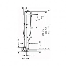 74532000 Metropol Смеситель для ванны, напольный, однорычажный, с рукояткой-петлей, хром (нужна СЧ 10452180)