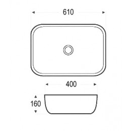 AZ-2143P Раковина накладная. Размер 610*400*160 глянец белая