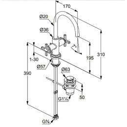 KLUDI NOVA FONTE смес. для умывальника CLASSIC