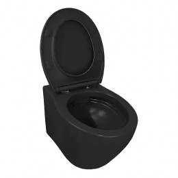 Keras matt black Унитаз подвесной безободковый, с сиденьем микролифт, дюропласт Размер 520*370*360