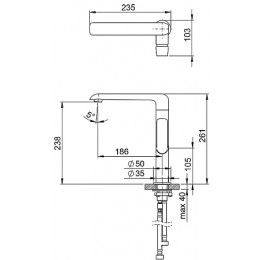 Смеситель для умывальника без донного клапана с поворотным изливом FL 016.00