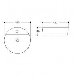 AZ-3220 Раковина накладная круглая Размер:450*450*110 мм белый глянец