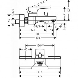 32540140 Metropol Смеситель для ванны, однорычажный, внешнего монтажа, с рычажной рукояткой, шлифованная бронза