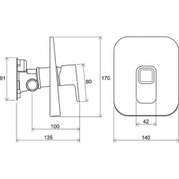 Смеситель встроенный для душа без переключателя для R-box TD 066.00