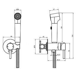 Nyons Гигиенический душ со смесителем, золото матовое