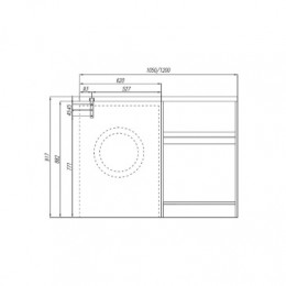 Лондри 120 Раковина ПРАВАЯ ГРАФИТ