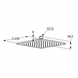 Верхний душ KLUDI A-QA, квадратный, плоский, хром, 250х250 мм