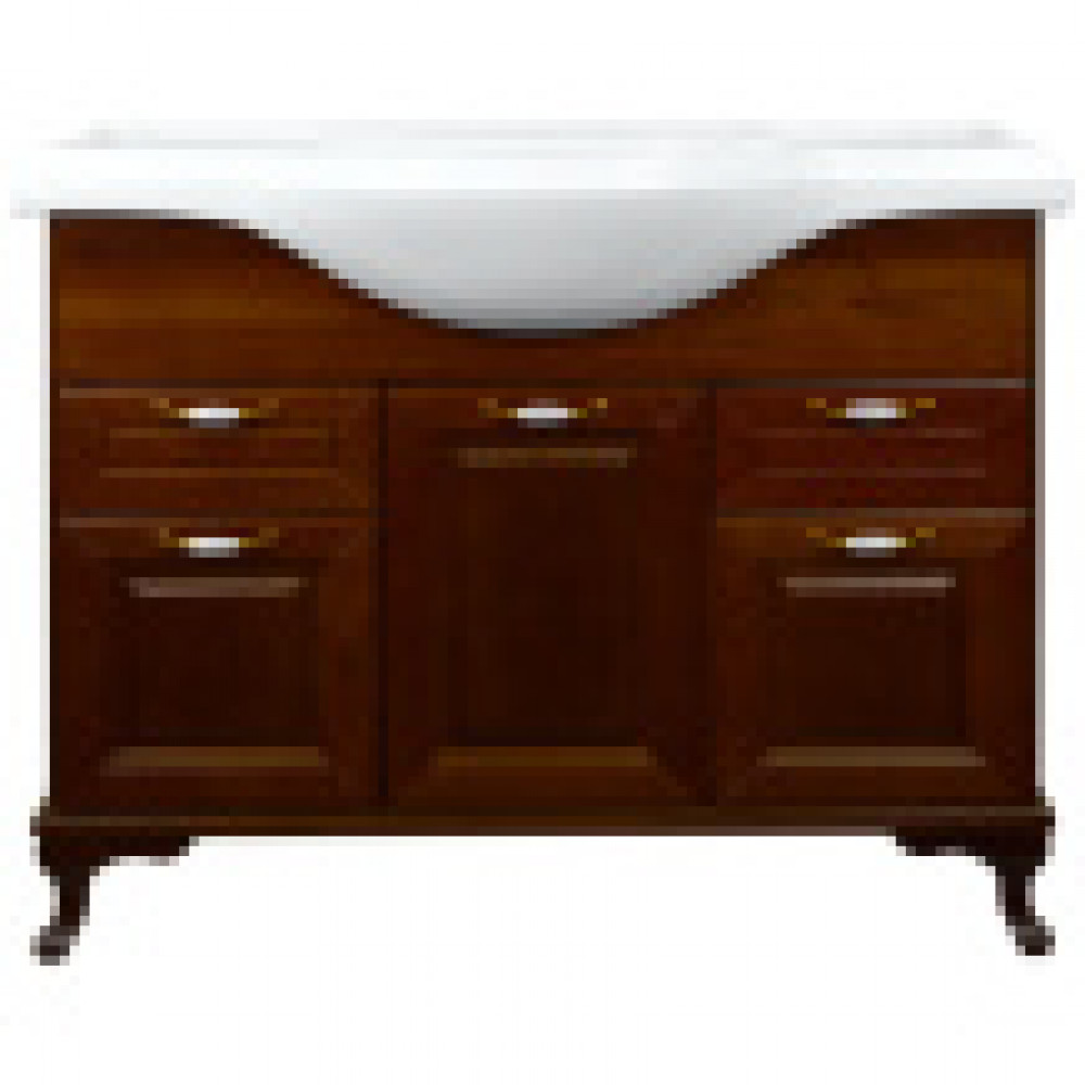 Комплект Пандора Тумба 1050 темный орех (массив Бук) с раковиной Classic 105 (Кировит) (2 места)