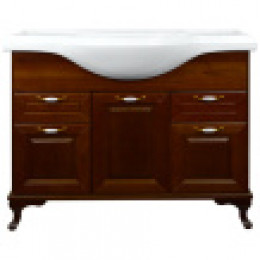 Комплект Пандора Тумба 1050 темный орех (массив Бук) с раковиной Classic 105 (Кировит) (2 места)