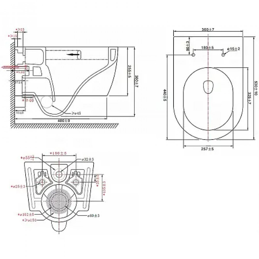 NEMI Унитаз подвесной с сиденьем микролифт, дюропласт. Размер:530*360*360mm