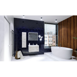 RONDA Шкаф зеркальный 800мм, бетон/белый матовый