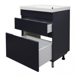 Комплект Тумба Эстима 60/2Н напольная с раковиной Астория 60 Графит