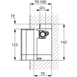 KLUDI ZENTA Внутренняя часть электронного смесителя для умывальника DN 15, питание от сети, регулятор температуры, арт. 38001
