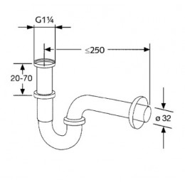 Трубчатый сифон G1 1/4, арт. 1025005-00