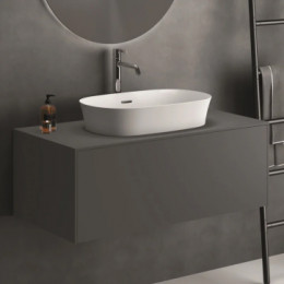 E139701 IPALYSS Vessel Овальная раковина-чаша с тонкими стенками - 60 см, технология Diamatec®, без отверстия под смеситель, с отверстием перелива, с