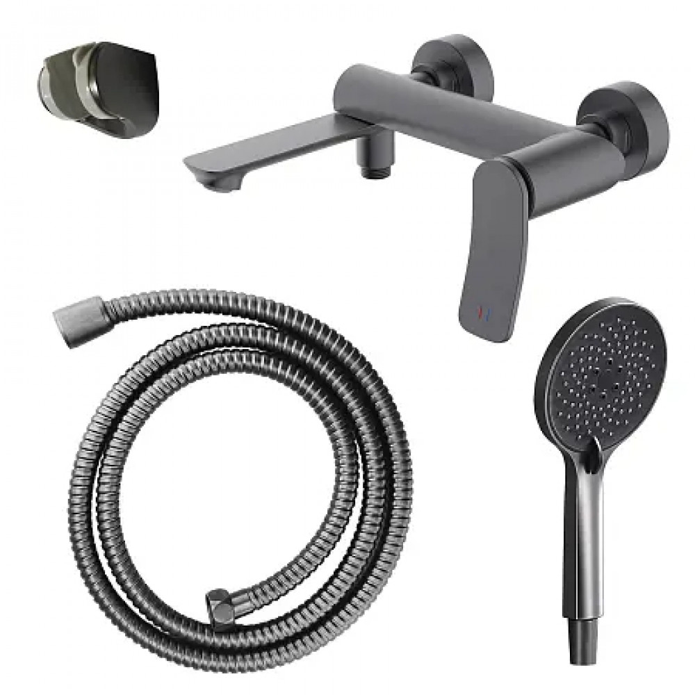 Escaro Смеситель для ванны с ручным душем, серый графит