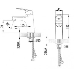 EVORA Смеситель для раковины, хром