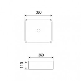 AZ-2179-S Раковина накладная. Размер 360*360*110 мм