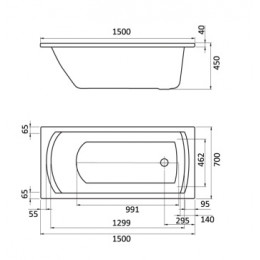 МОНАКО ванна акриловая прямоугольная 150х70 белая