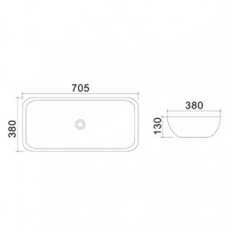 AZ-4959A Раковина накладная 70,5*38*13