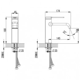 VINCENTE Смеситель для раковины без донного клапана, хром