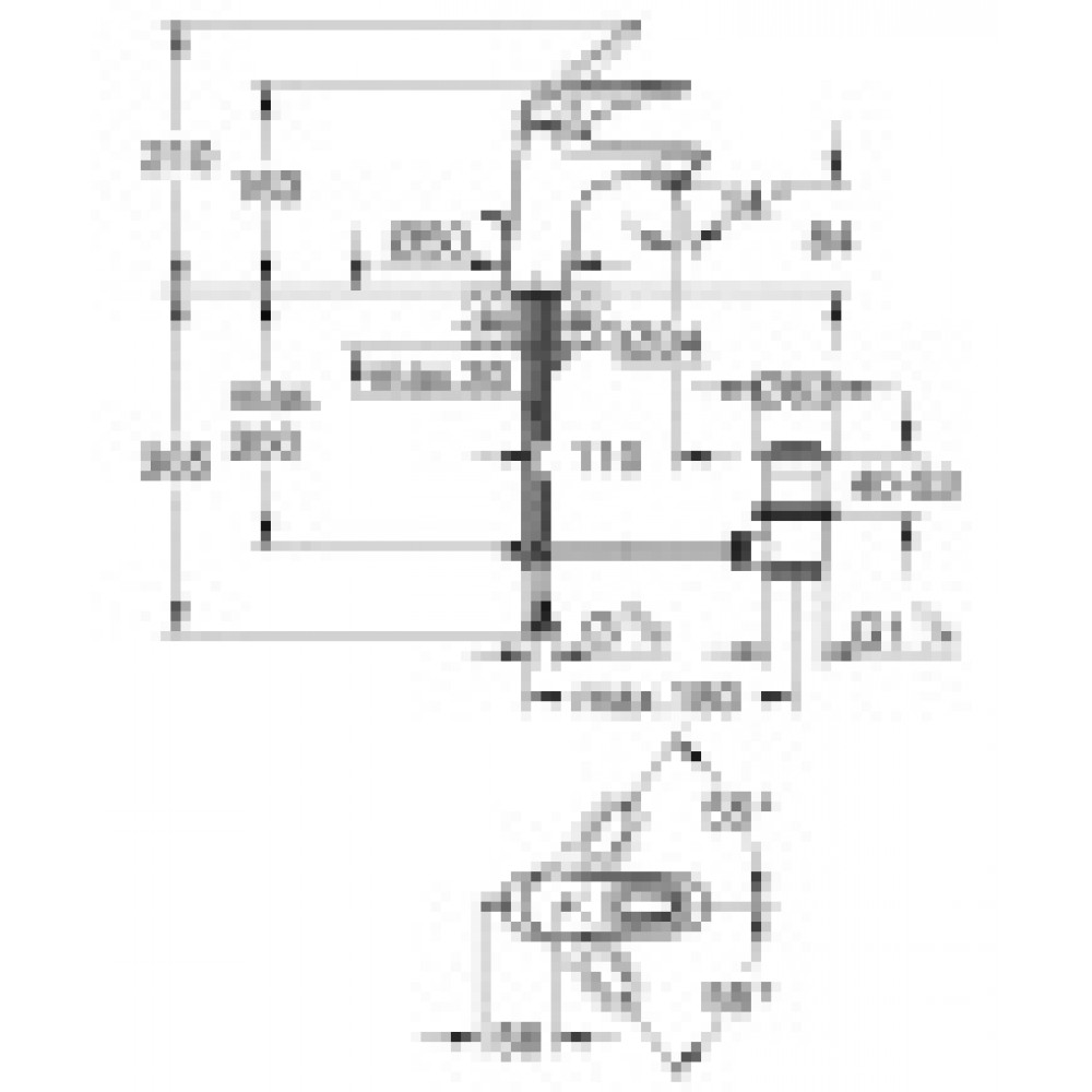 33558LS3 Eurostyle New Смеситель для раковины с донным клапаном, белая луна