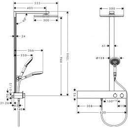 27363000 Raindance E 300 1jet Showerpipe 600 ST