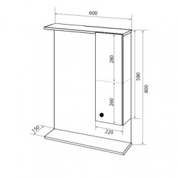 Зеркало-шкаф Моника 60 правый (600*695*150) без светильника