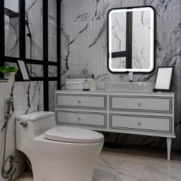 AZARIO зеркало Мальта-лофт 600*800 сенсор выкл, рама пластик