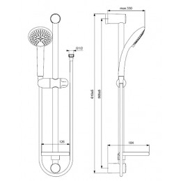 BA212AA Душевой гарнитур VIDIMA FRESH M BA212AA 3-функциональная лейка 100 мм, штанга 600мм, шланг UF 1750 мм)