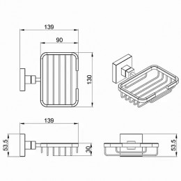 RINA Мыльница решетка подвесная, хром