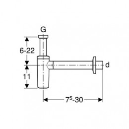 150.036.21.1 Сифон бутылочный Geberit для раковин, горизонтальный выпуск: d=32мм, G=1 1/4", Глянцевый хром