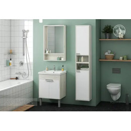 Флай 60 Зеркало-Шкаф белый, дуб крафт