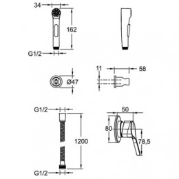 E24610-CP ELATE смеситель с гигиеническим душем, хром
