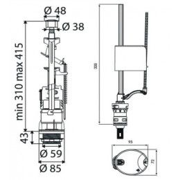 037192 Арматура для бачка/унитаза: спуск. DECO, напол. UNI BOTTOM, ниж подв, пласт, 1/2, OLI, однорежимный