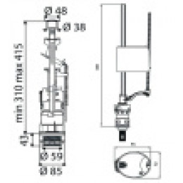 037192 Арматура для бачка/унитаза: спуск. DECO, напол. UNI BOTTOM, ниж подв, пласт, 1/2, OLI, однорежимный