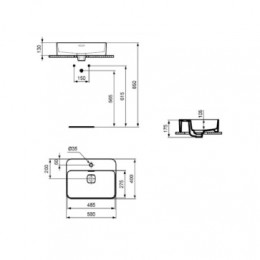 T296601 STRADA II Vessel Умывальник 50 см с полочкой для монтажа смесителя, для монтажа с мебелью