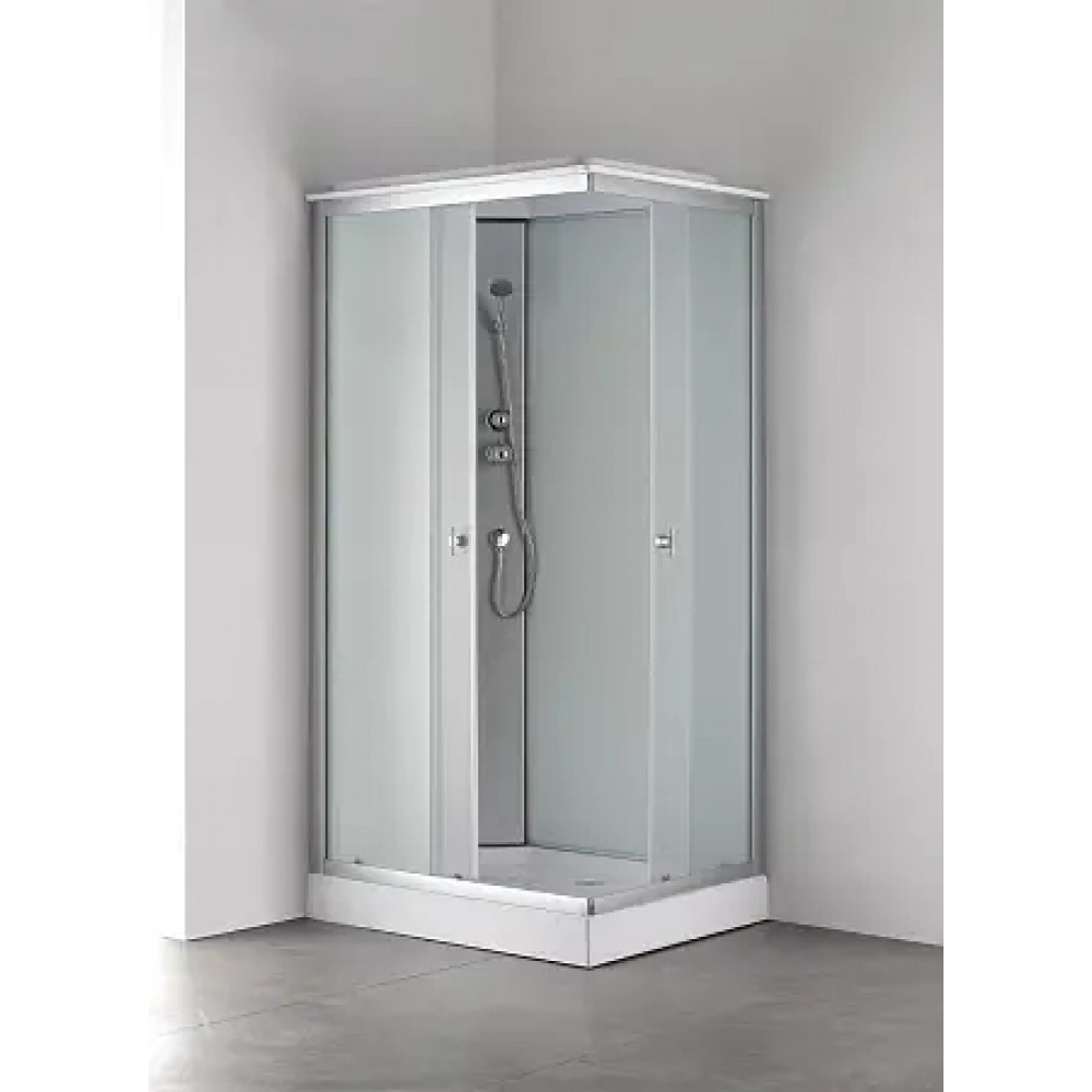 Душевая кабина CS-5180-13L F, 100*80*215 низкая, белая, прямоугольная, стекло 4мм, поддон 13 см