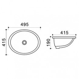 AZ-908-20 Встраиваемая раковина овальная 49,5*41,5*19 см