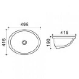 AZ-908-20 Встраиваемая раковина овальная 49,5*41,5*19 см