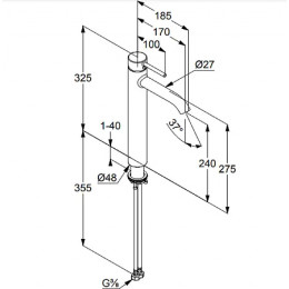 KLUDI BOZZ Смеситель для умывальника, 240 мм, черный матовый, арт. 382863976