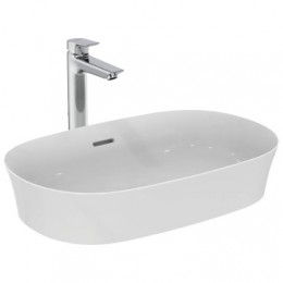 E139701 IPALYSS Vessel Овальная раковина-чаша с тонкими стенками - 60 см, технология Diamatec®, без отверстия под смеситель, с отверстием перелива, с