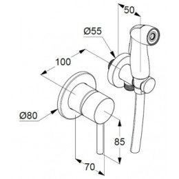 Гигиенический душ Kludi Bozz 389990576 со смесителем, С ВНУТРЕННЕЙ ЧАСТЬЮ